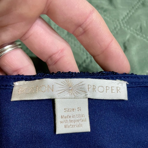 BOSTON PROPER Navy Bell-Sleeve Lace Top, Size Small, LIKE NEW - Picture 8 of 8